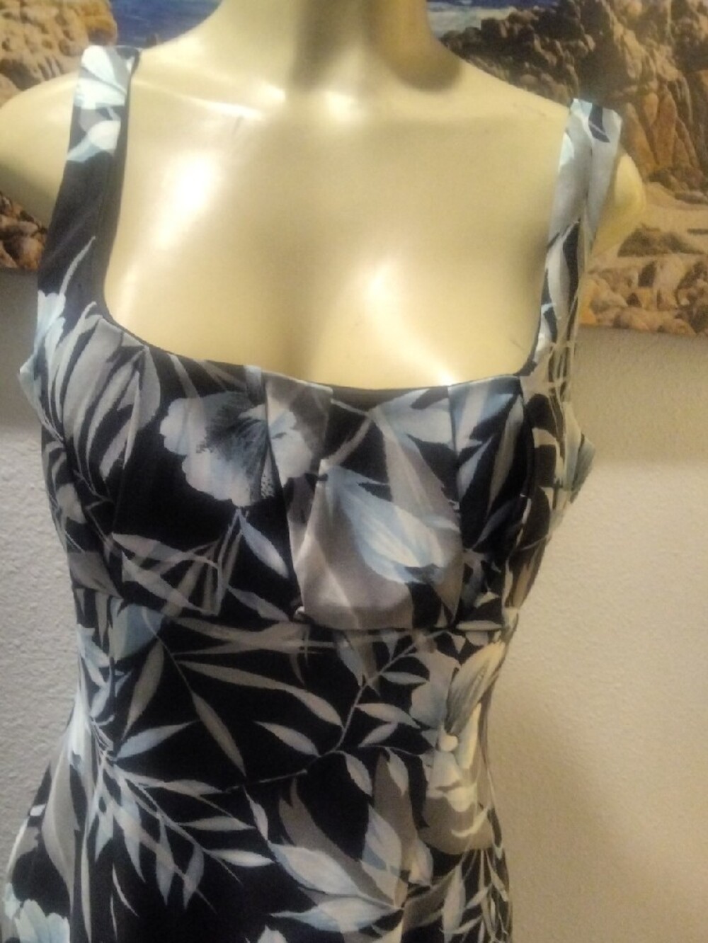 connected apparel Black Floral Sheath Dress with Black Blue Blooms - Picture 2 of 10